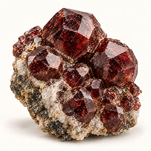 A deep red garnet crystal